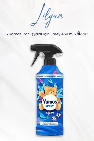 Yumoş Sprey Yıkaması Zor Eşyalar Için Lilyum 450 ml x 6 Adet ürün görseli 1
