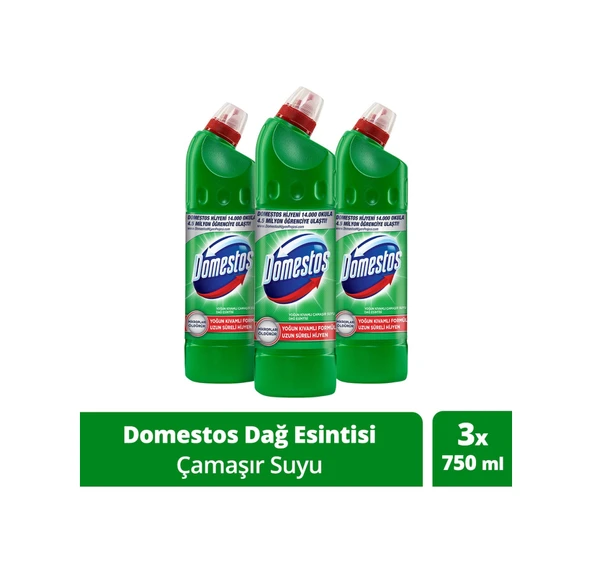 Domestos Çamaşır Suyu Yoğun Kıvamlı Maksimum Hijyen Dağ Esintisi 750 Ml X3 Adet ürün görseli 1