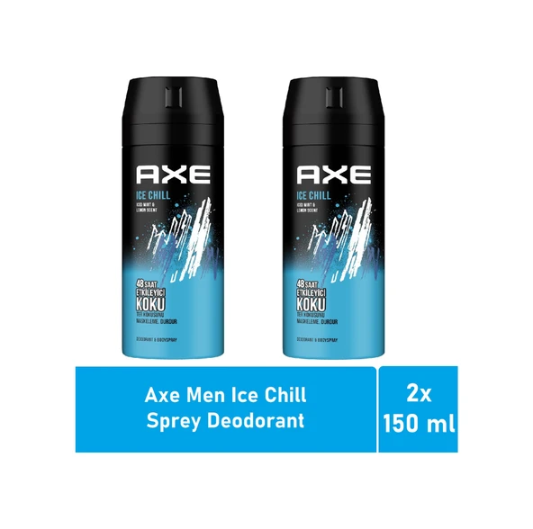 Axe Ice Chill Erkek Sprey Deodorant 2 x 150 ML ürün görseli 1
