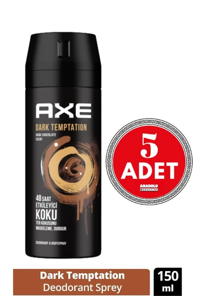 Axe Erkek Deodorant & Bodyspray Dark Temptation 48 Saat Etkileyici Koku 150 ml 5 Adet ürün görseli 1