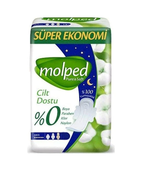 Molped Pure & Soft Gece Hijyenik Ped 12 x 16'lı ürün görseli 1