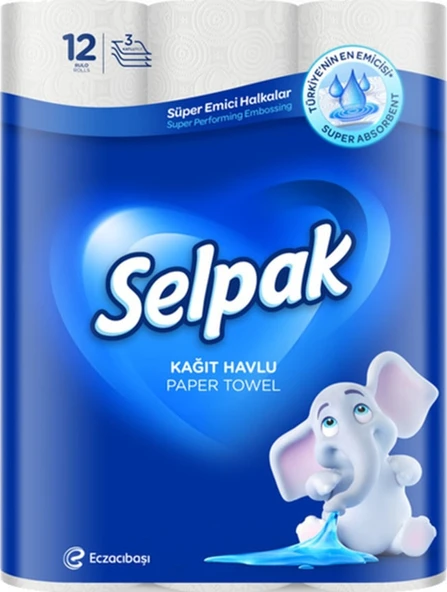 Selpak Professional Selpak Süper Emici Rulo Kağıt Havlu 3 Katlı 12'Li Paket ürün görseli 1