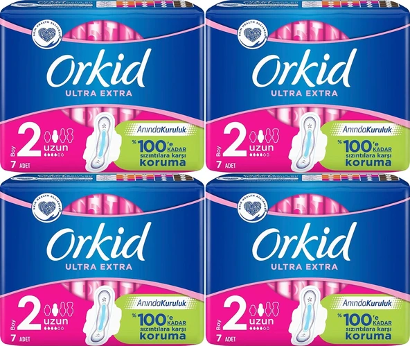 Orkid Ultra Extra Koruma Hijyenik Ped Uzun 4 x 7'li ürün görseli 1