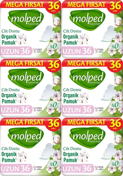 Molped Pure & Soft Hijyenik Ped Uzun 6 x 36'lı ürün görseli 1