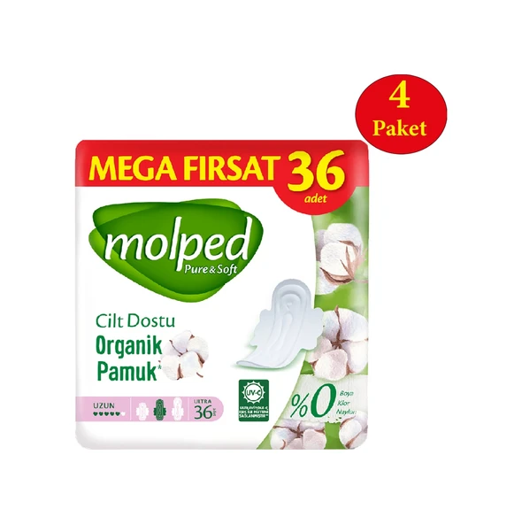 Molped Pure Soft Mega Fırsat Hijyenik Ped Uzun 4 x 36'lı ürün görseli 1