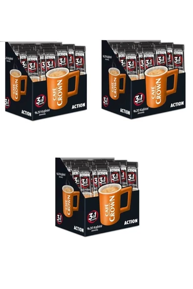 Ülker Cafe Crown 3'ü 1 Arada Action Kahve 24 'lü 18 gr X 3 Adet ürün görseli 1
