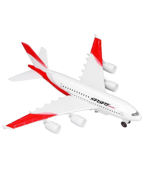 Ctoys Çek Bırak Metal Yolcu Uçağı Işıklı Sesli Kırmızı A3806A ürün görseli 1