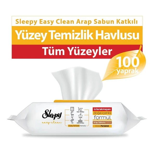 Sleepy Easy Clean Arap Sabunu Katkılı Yüzey Temizlik Havlusu 100'lü ürün görseli 1