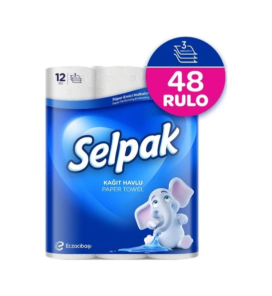 Selpak Süper Emici Rulo Kağıt Havlu 12'li 4 Paket ürün görseli 1