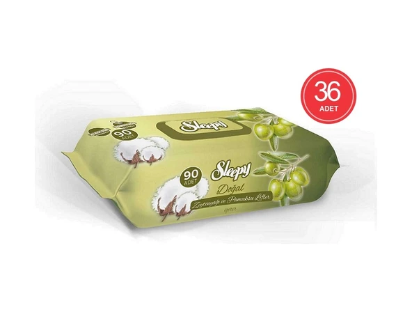 Sleepy Doğal Zeytinyağı Ve Pamuksu Lifler Islak Havlu 36 X 90'Lı ürün görseli 1