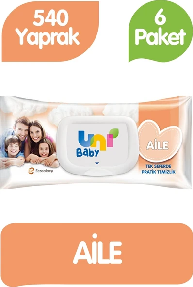 Uni Baby Aile Islak Havlu Mendil 90x6 540 Yaprak ürün görseli 1
