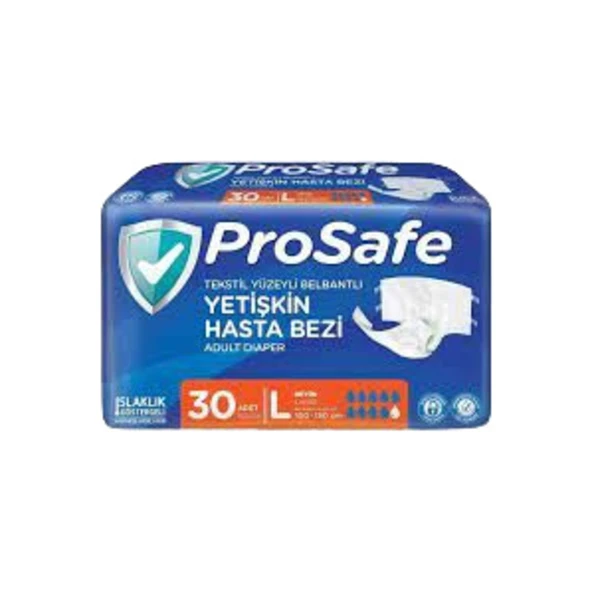 Pro Safe Tekstil Yüzeyli Bel Bantlı Yetişkin Hasta Bezi Large 30'lu ürün görseli 1