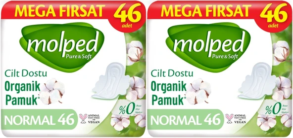 Molped Pure&soft Hijyenik Ped Normal 92 2pk 46 Adet Mega Pk ürün görseli 1