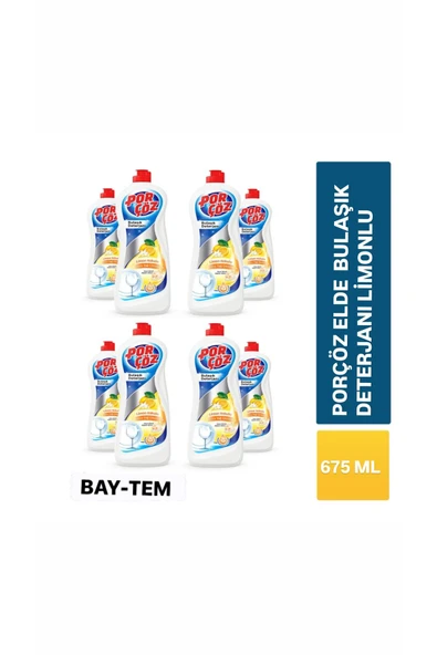 Porçöz ( 8 adet ) Porçöz Bulasik Elde Yikama Deterjani Limon 675 ml ürün görseli 1