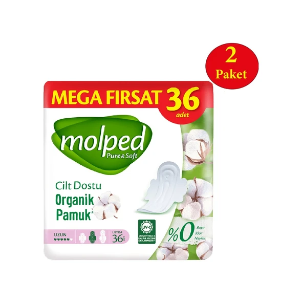 Molped Pure Soft Mega Fırsat Hijyenik Ped Uzun 2 x 36'lı ürün görseli 1