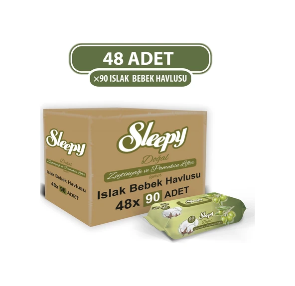 Sleepy Doğal Zeytinyağı Ve Pamuksu Lifler Islak Havlu 48 X 90'Lı ürün görseli 1