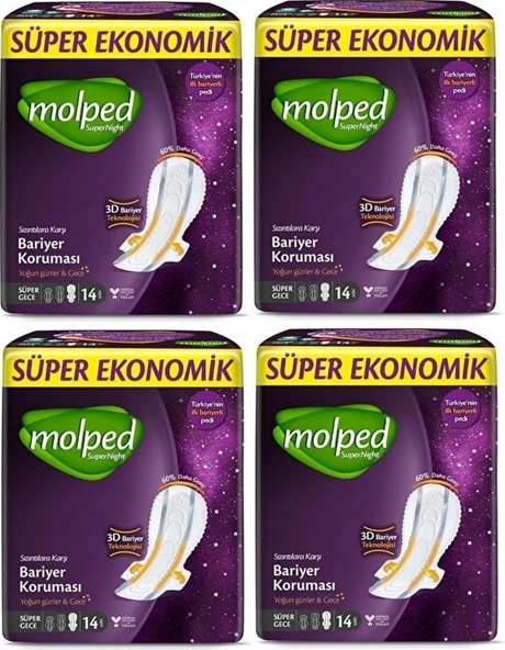 Molped Supernight Yoğun Günler & Gece (Süper Gece) 14'Lü 4 Adet Molped Super Gece 14 ürün görseli 1