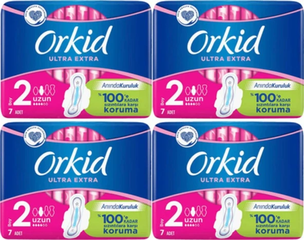Orkid Ultra Extra Boy 2 Uzun Hijyenik Ped 4 x 7'li ürün görseli 1
