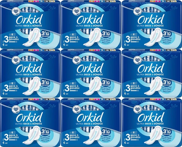 Orkid Ultra Extra Hijyenik Ped Gece & Gündüz 9 x 6'lı ürün görseli 1