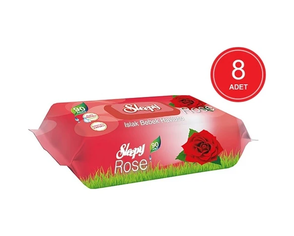 Sleepy Gül Kokulu Islak Bebek Havlusu 8 X 90'Lı ürün görseli 1