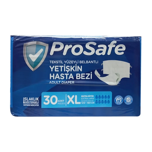 Pro Safe Ekstil Yüzeyli Belbantlı Yetişkin Hasta Bezi Xlarge 30'lu ürün görseli 1