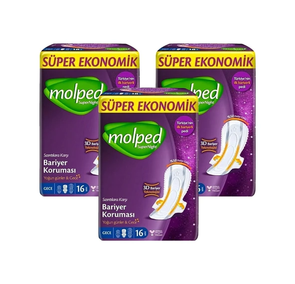 Molped Supernight Bariyer Koruması Gece 3 x 16'lı ürün görseli 1