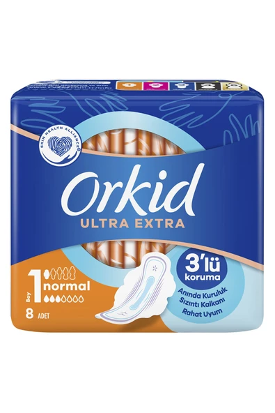 Orkid Ultra Extra Hijyenik Ped Normal 8'li 3 Paket ürün görseli 1