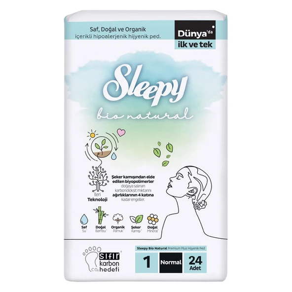 Sleepy Ped Bio Natural Premium Plus Hijyenik Normal 24'lü ürün görseli 1