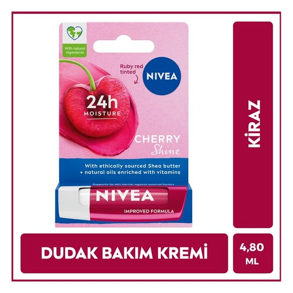 NIVEA Dudak Bakım Kremi Ve Parlatıcısı Kiraz 4,8 G 24 Saat Nem ürün görseli 1