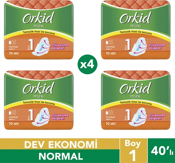 Orkid Maxi Normal Hijyenik Ped 40'lı (10x4'lü Paket) ürün görseli 1