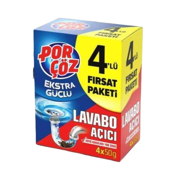 Porçöz Ekstra Güçlü Lavabo Açıcı 4x50 Gr ürün görseli 1