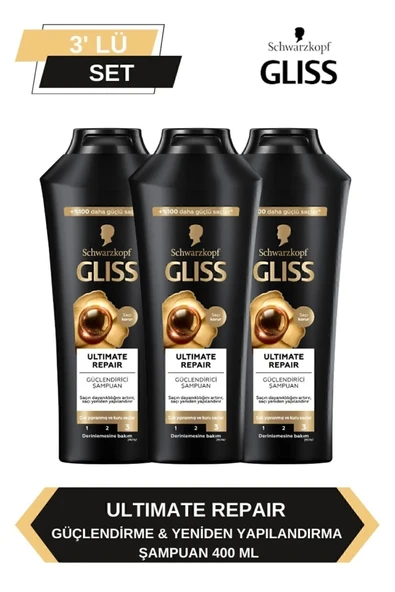 Gliss Ultimate Repair Şampuan 400ml x 3'lü Set ürün görseli 1