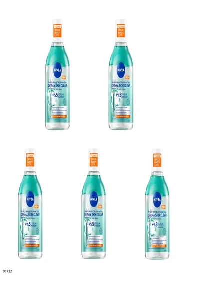 NIVEA 98722 Derma Skin Clear Micellar Makyaj Temizleme Suyu 5 ADET ürün görseli 1