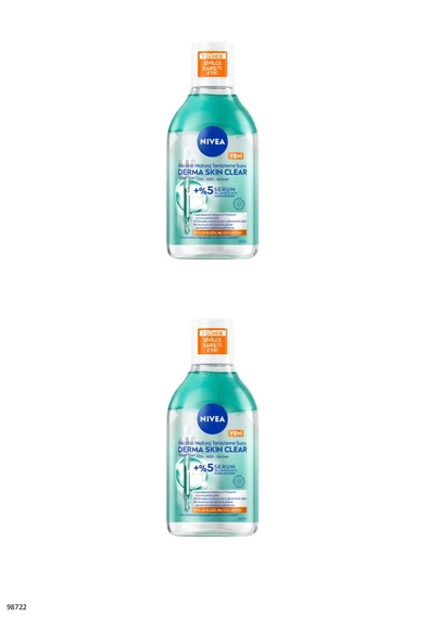 NIVEA 98722 Derma Skin Clear Micellar Makyaj Temizleme Suyu 2 ADET ürün görseli 1