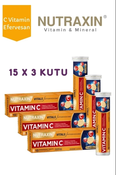 Nutraxin Efervesan - Vitamin C-D-Zinc 15 Tablet 3 Adet ürün görseli 1