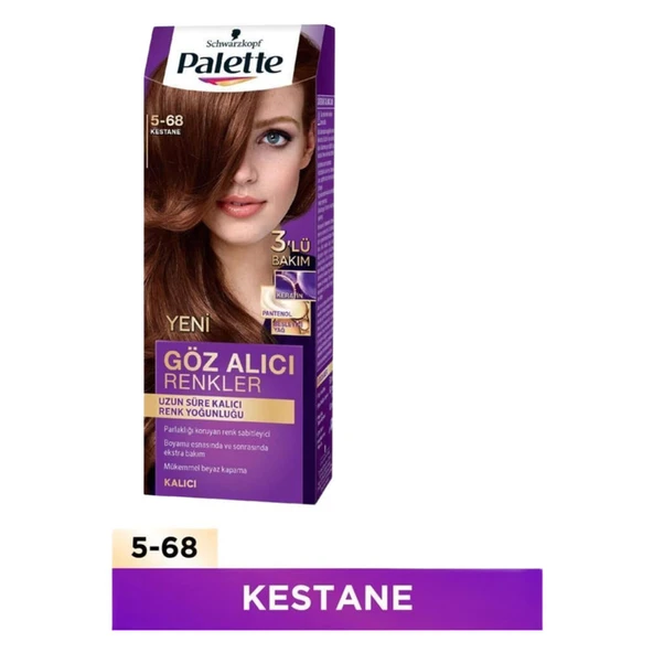 Palette Natural Colors Saç Boyası Yoğun Göz Alıcı Renkler Kestane No: 5-68 50 Ml ürün görseli 1