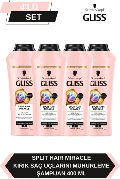 Gliss Split Hair Miracle Şampuan 4 x 400 ML ürün görseli 1