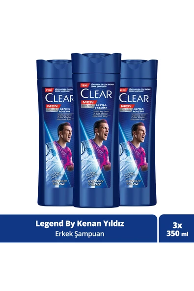 Clear Men Kepeğe Karşı Etkili Şampuan Kenan Yıldız 350 ml x3 ürün görseli 1