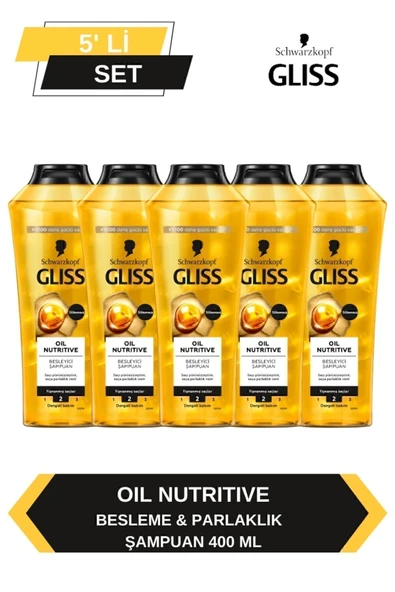 Gliss Oil Nutritive Şampuan 400ml x 5'li Set ürün görseli 1