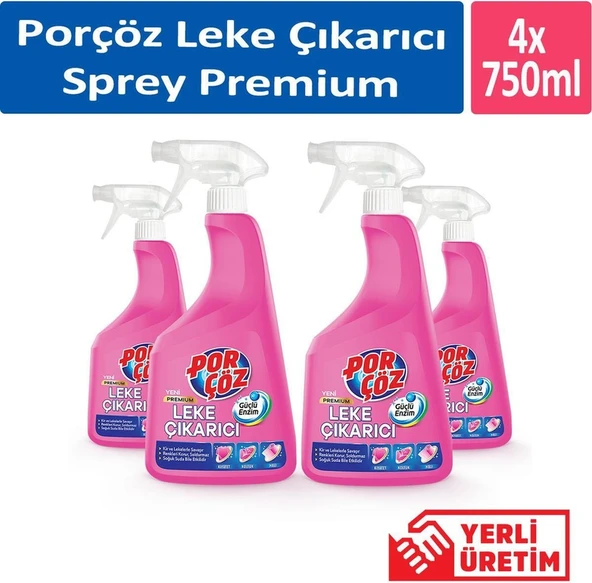 Porçöz Leke Çıkarıcı Sprey Premium 4 x 750 ML ürün görseli 1