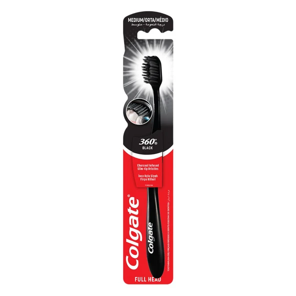 Colgate Diş Fırçası 360 Charcoal Orta Siyah ürün görseli 1