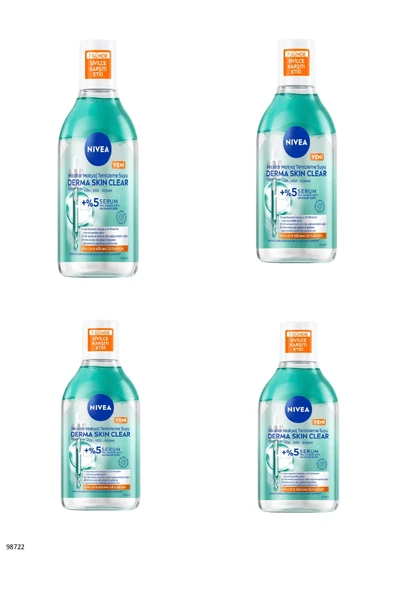 NIVEA 98722 Derma Skin Clear Micellar Makyaj Temizleme Suyu 4 ADET ürün görseli 1