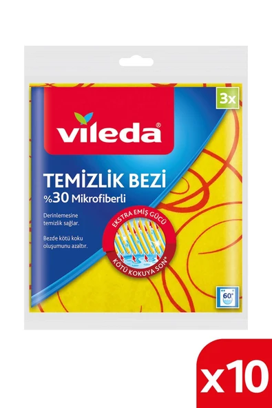 Vileda 10 Paket 3 Lü 30% Mikrofiberli Mutfak Bezi ürün görseli 1