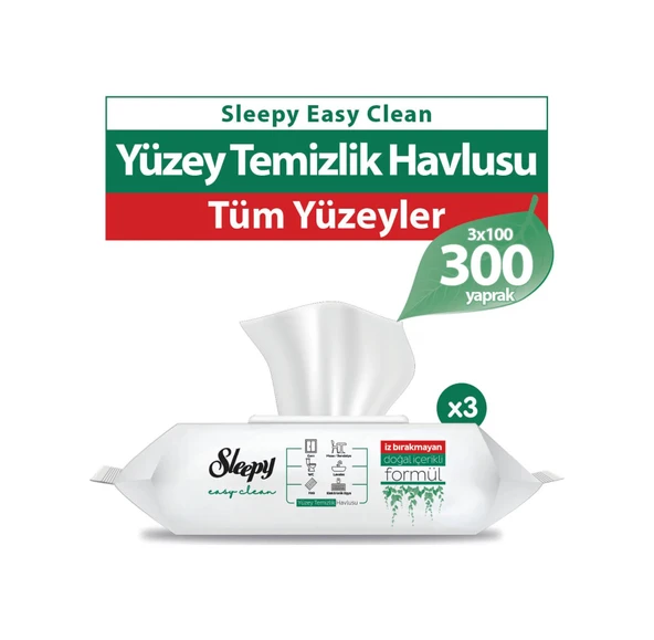 Sleepy Easy Clean Yüzey Temizlik Havlusu&Mendili 3X100 (300 Yaprak) ürün görseli 1