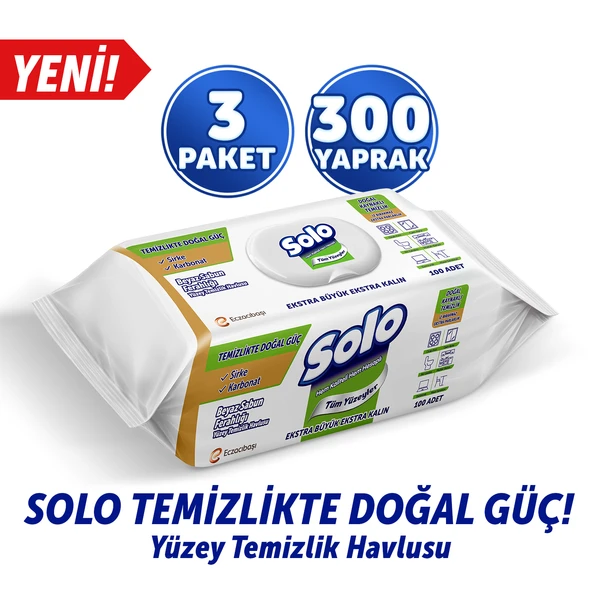 Solo Beyaz Sabun Ferahlığı Yüzey Temizlik Havlusu 3'lü ürün görseli 1