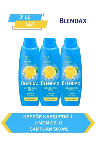 Blendax Kepeğe Karşı Etkili Şampuan Seti 3x500 ml – Temiz Etki ve Hacimli Saçlar ürün görseli 1