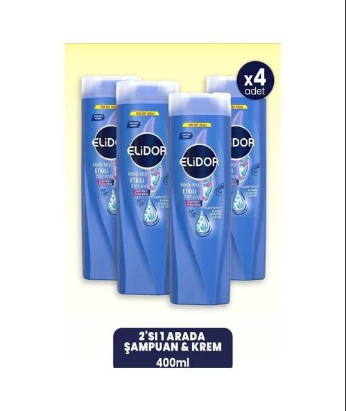 Elidor Superblend 2'si 1 Arada Şampuan & Krem Kepeğe Karşı Etkili 400 Ml X 4 Adet ürün görseli 1
