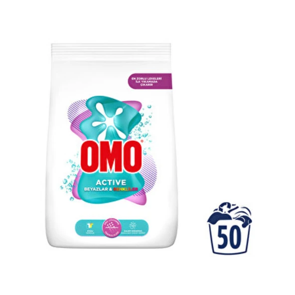 Omo Toz Çamaşır Deterjanı Active Beyazlar & Renkliler 7.5 Kg ürün görseli 1