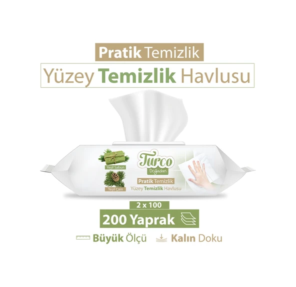 Baby Turco Doğadan Pratik Yüzey Temizlik Havlusu 2 x 100'lü ürün görseli 1