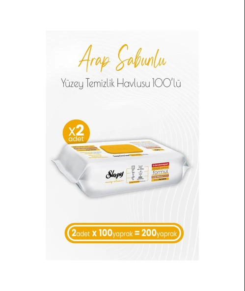 Sleepy Easy Clean Arap Sabunu Katkılı Yüzey Temizlik Havlusu 2 X 100'Lü 200 Yaprak ürün görseli 1